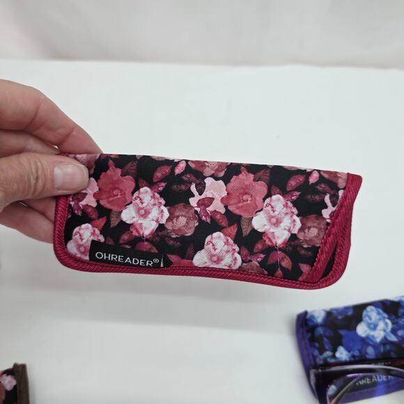 Women's 3 Pack Of Reading Glasses with Floral Cases +3.00 Blue Filter - Picture 7 of 10